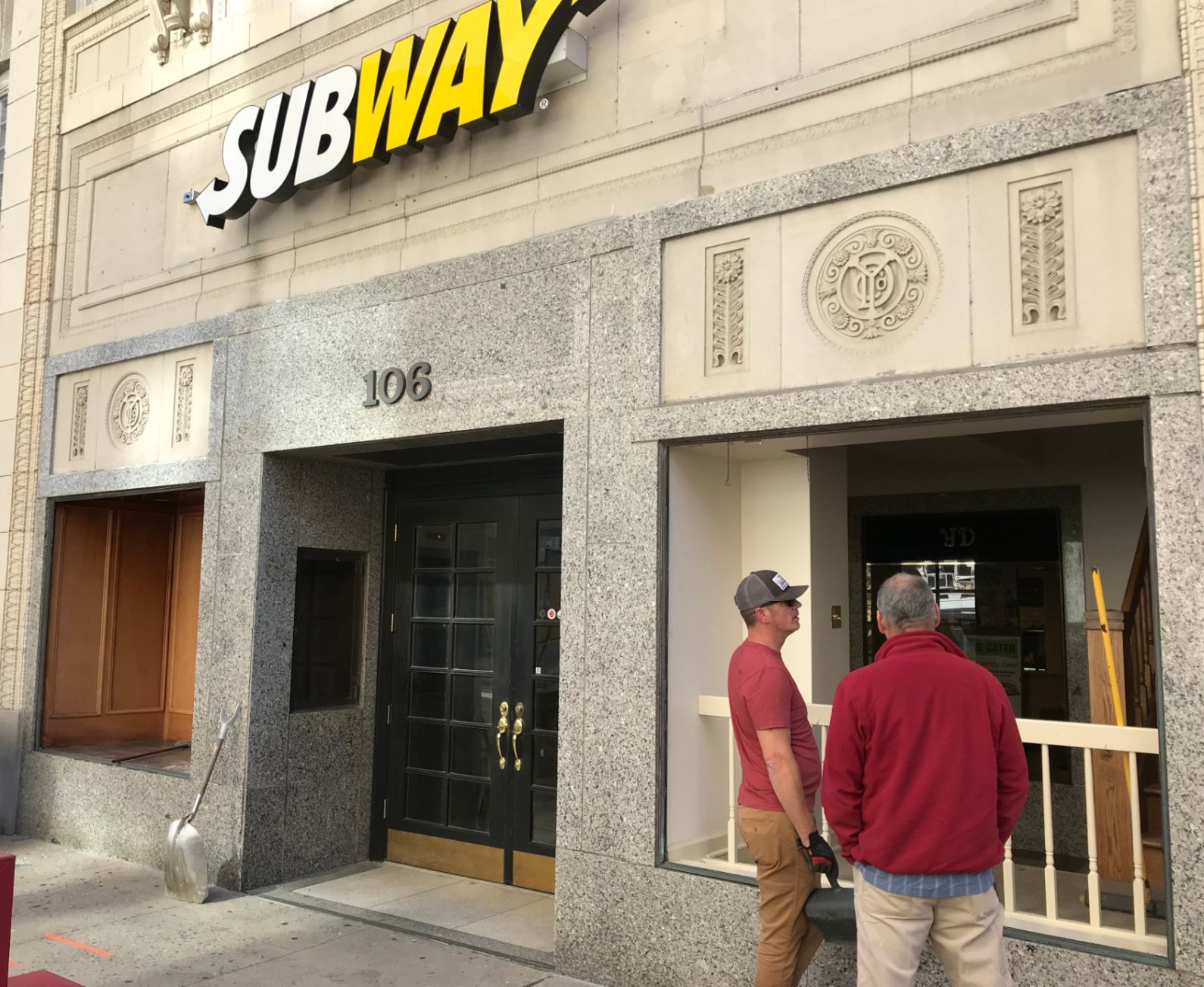 Downtown Greensboro damage - Subway